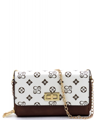 Monogrammed Twist Lock Double Zip Around Crossbody Wallet CS2746 IVORY